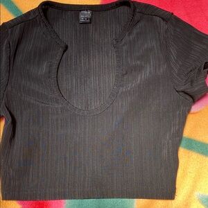 SHEIN Black Ribbed Crop Top with Cut Out. Size XS